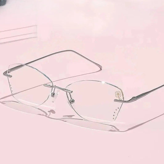 Women's Butterfly Rimless Titanium Prescription Glasses 318959 — view 1 | Rx Spectacle