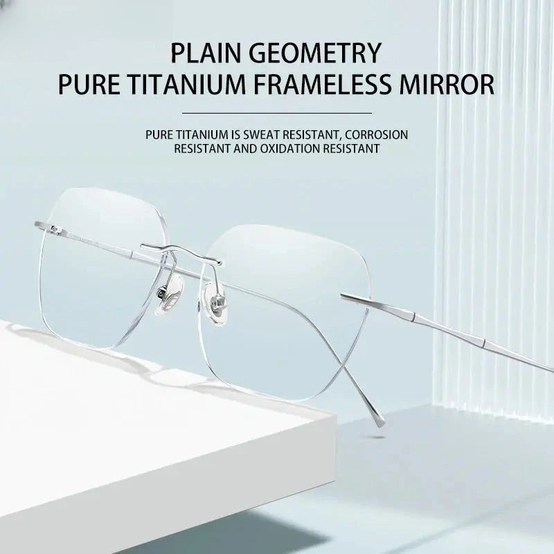 Women's Polygon Rimless Titanium Reading Glasses V0623 — view 6 | Rx Spectacle