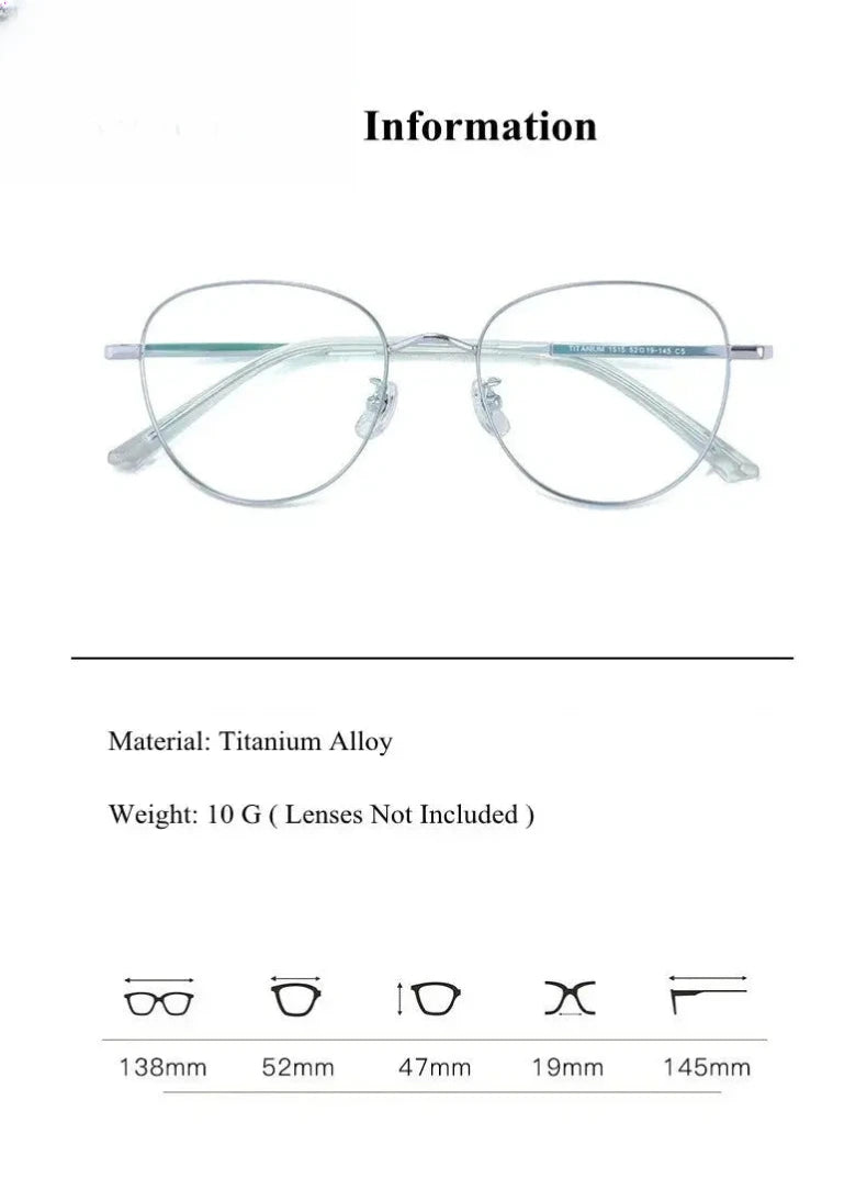 Women's Oval Full Rim Titanium Prescription Glasses 15154 — view 2 | Rx Spectacle