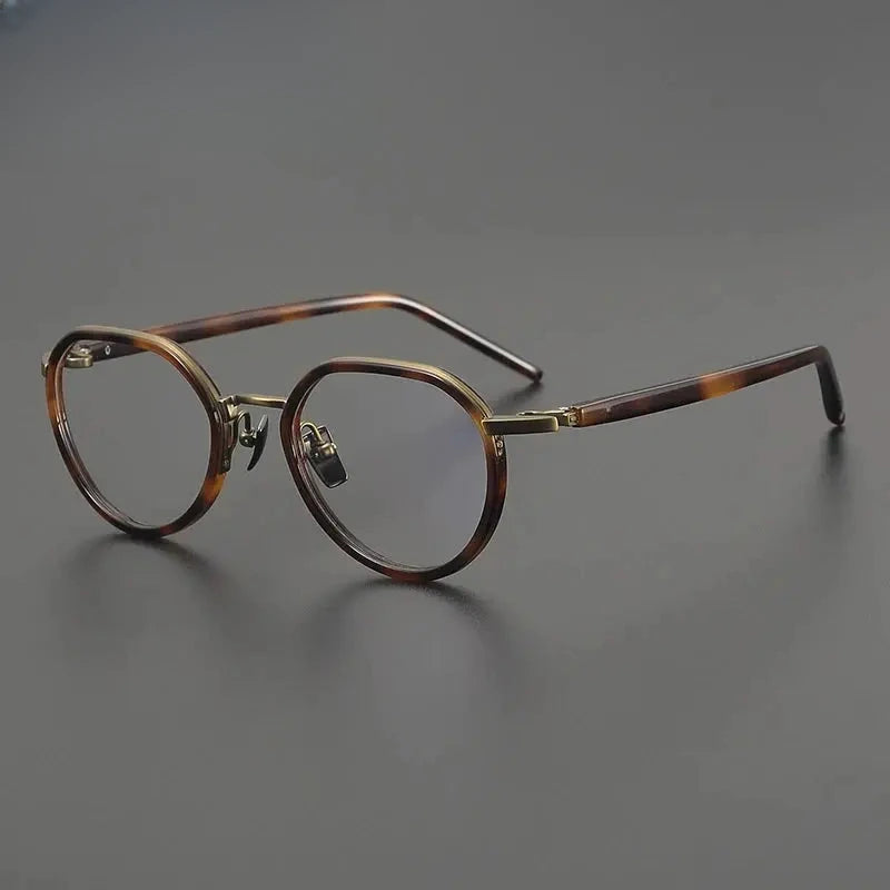 Unisex Round Full Rim Titanium Flat Top Prescription Glasses G2171 — view 1 | Rx Spectacle