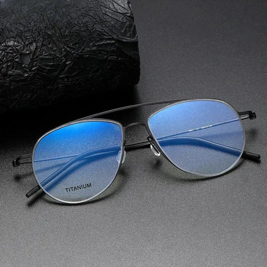 Men's Oval Full Rim Titanium Double Bridge Prescription Glasses 775507 — view 1 | Rx Spectacle