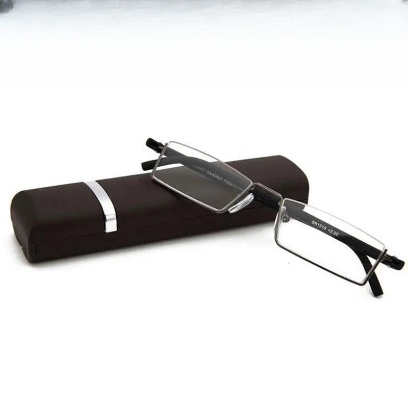 Unisex Rectangular Semi-Rimless Alloy Reading Glasses R131 — view 1 | Rx Spectacle