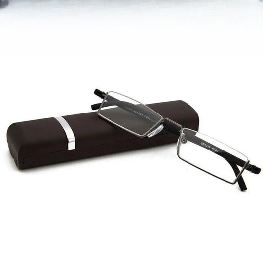 Unisex Rectangular Semi-Rimless Alloy Reading Glasses R131 — view 1 | Rx Spectacle