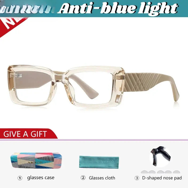 Women's Rectangular Full Rim Titanium Prescription Glasses 512247 — view 3 | Rx Spectacle