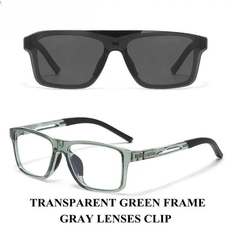 Unisex Square Full Rim Titanium Clip-On Prescription Glasses 888565 — view 3 | Rx Spectacle