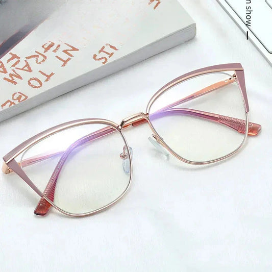 Women's Cat Eye Full Rim Alloy Prescription Glasses 95778 — view 1 | Rx Spectacle