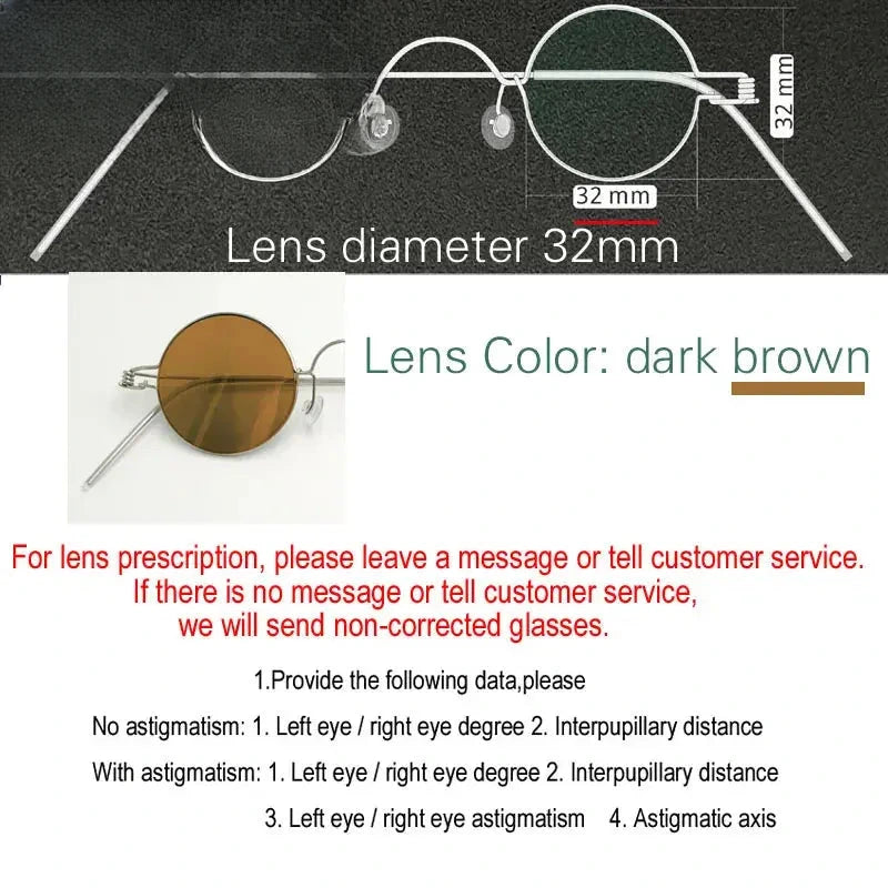 Unisex Round Full Rim Stainless Steel Prescription Glasses 14132 — view 25 | Rx Spectacle