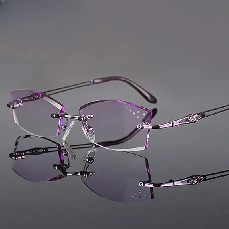 Women's Square Rimless Titanium Prescription Glasses 411005 — view 1 | Rx Spectacle
