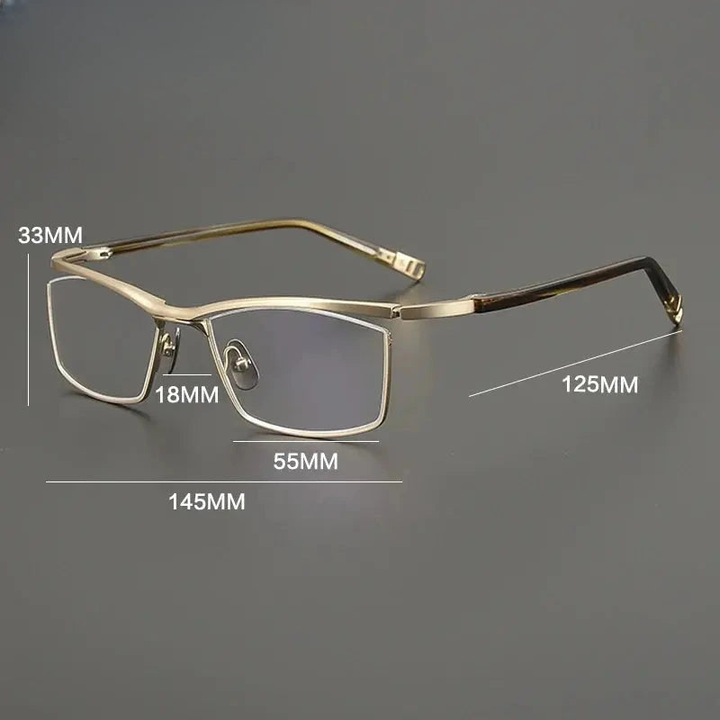 Unisex Browline Semi-Rimless Titanium Prescription Glasses Gxyj2663 — view 2 | Rx Spectacle
