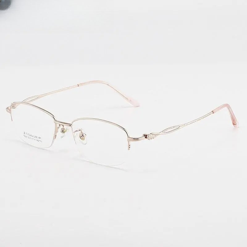 Women's Square Semi-Rimless Titanium Prescription Glasses 1836 — view 5 | Rx Spectacle