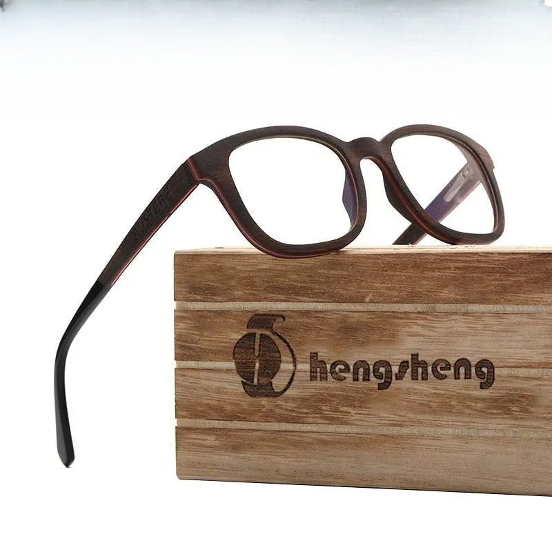 Unisex Square Full Rim Wood Prescription Glasses 56367 — view 1 | Rx Spectacle