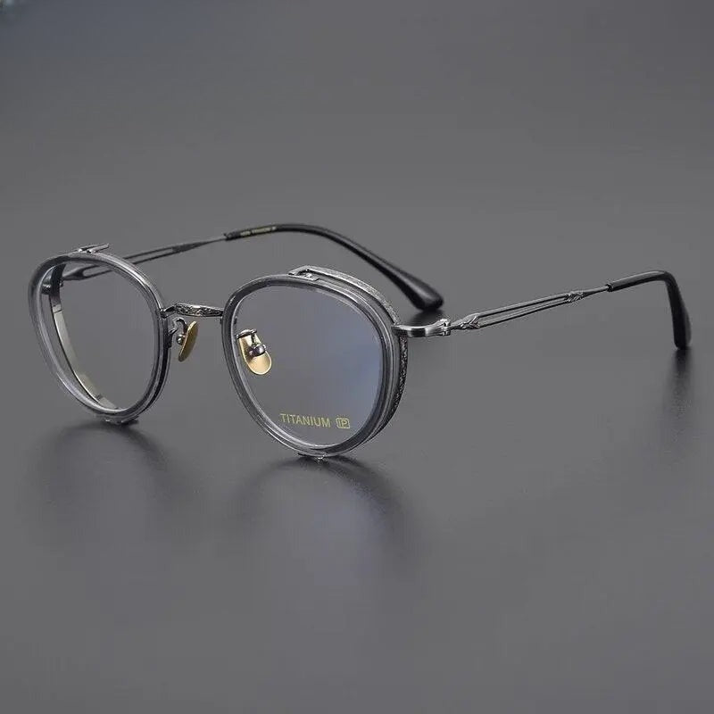 Unisex Round Full Rim Titanium Prescription Glasses Gxyj1050 — view 5 | Rx Spectacle