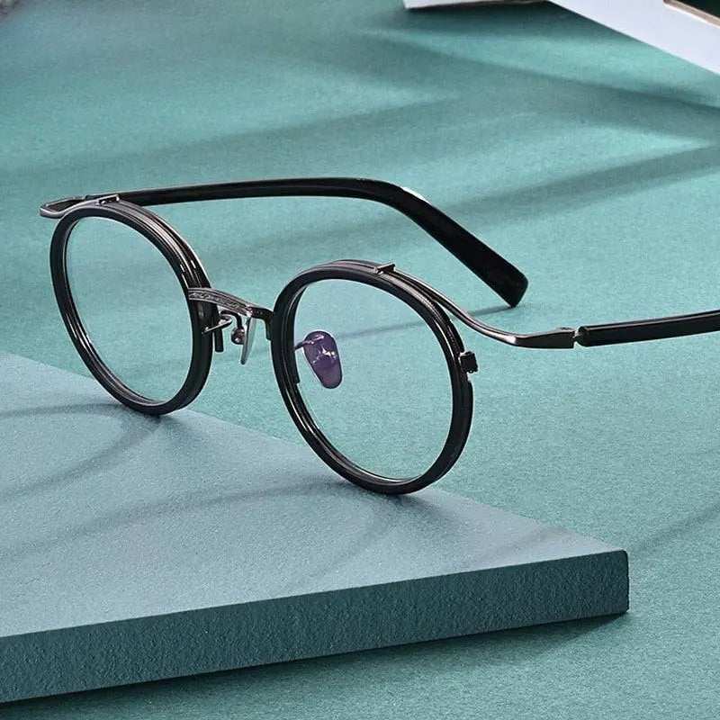 Unisex Round Full Rim Acetate Prescription Glasses Gxj37 — view 2 | Rx Spectacle
