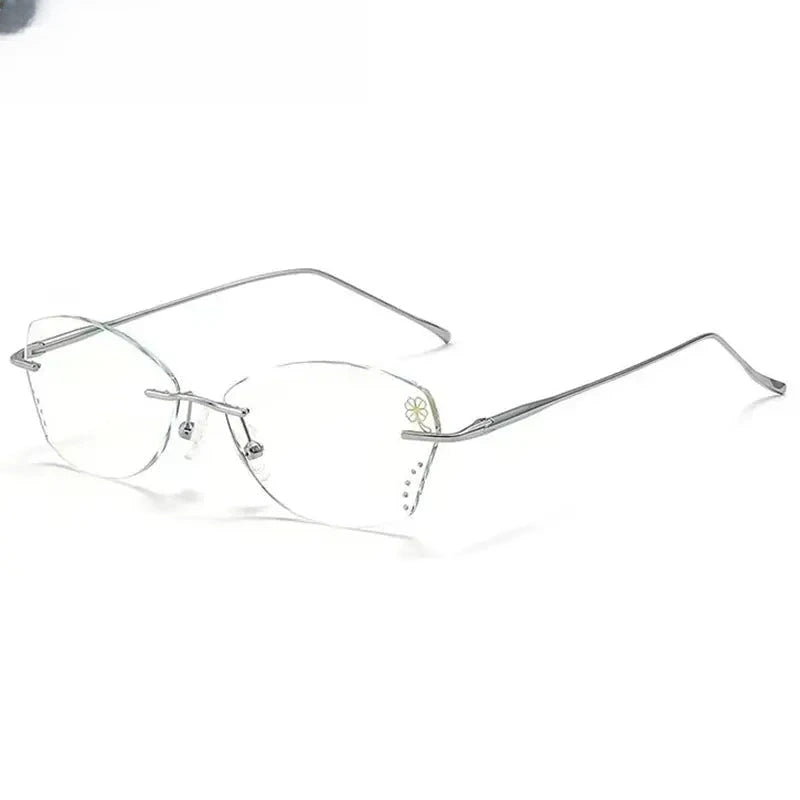 Women's Butterfly Rimless Titanium Prescription Glasses 318959 — view 3 | Rx Spectacle