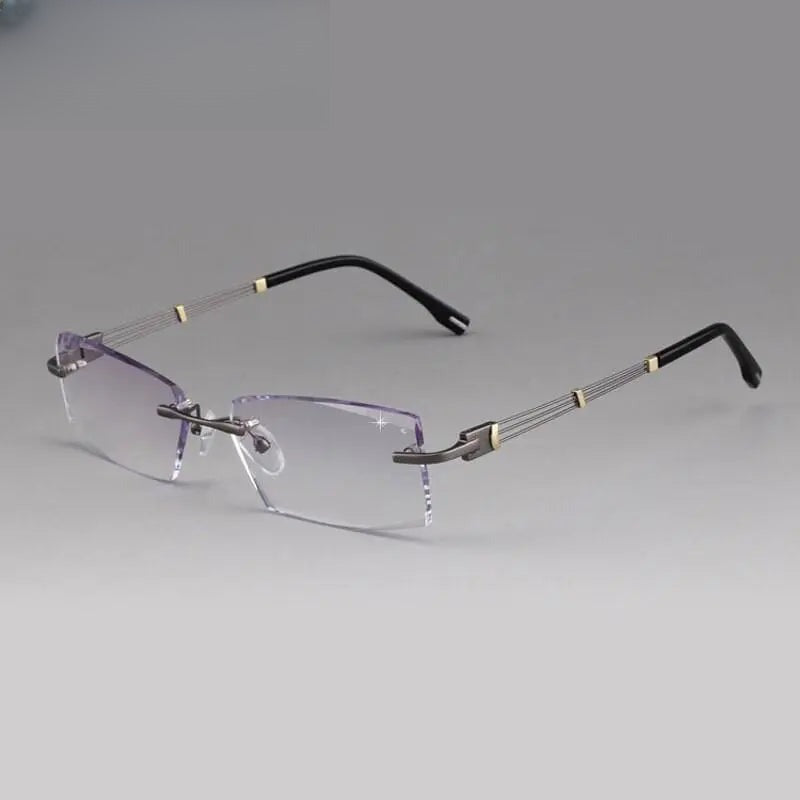 Men's Square Rimless Alloy Prescription Glasses 58128 — view 7 | Rx Spectacle