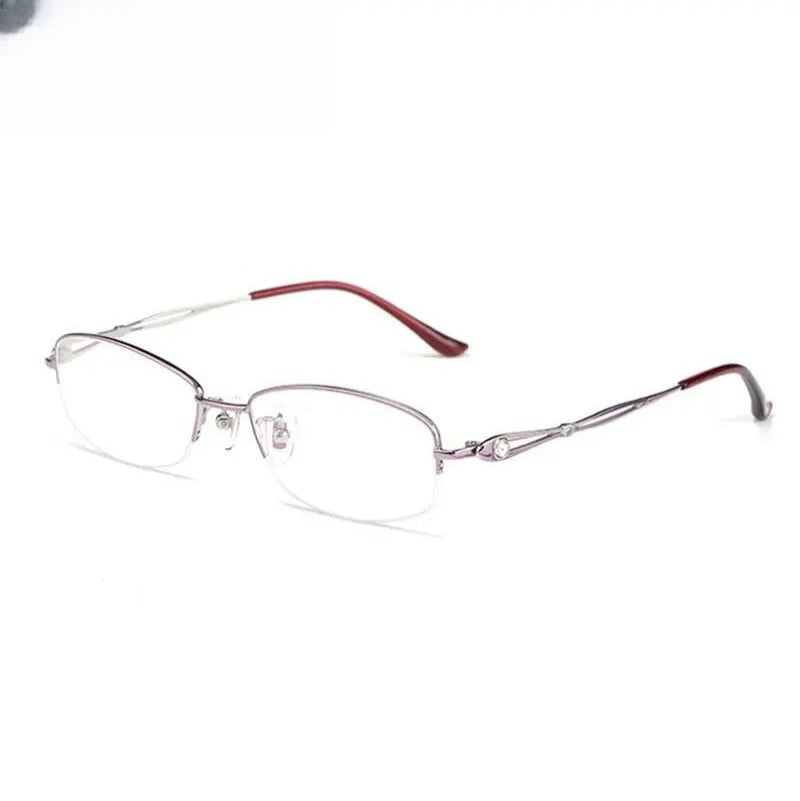 Women's Oval Semi-Rimless Titanium Prescription Glasses 86015 — view 7 | Rx Spectacle