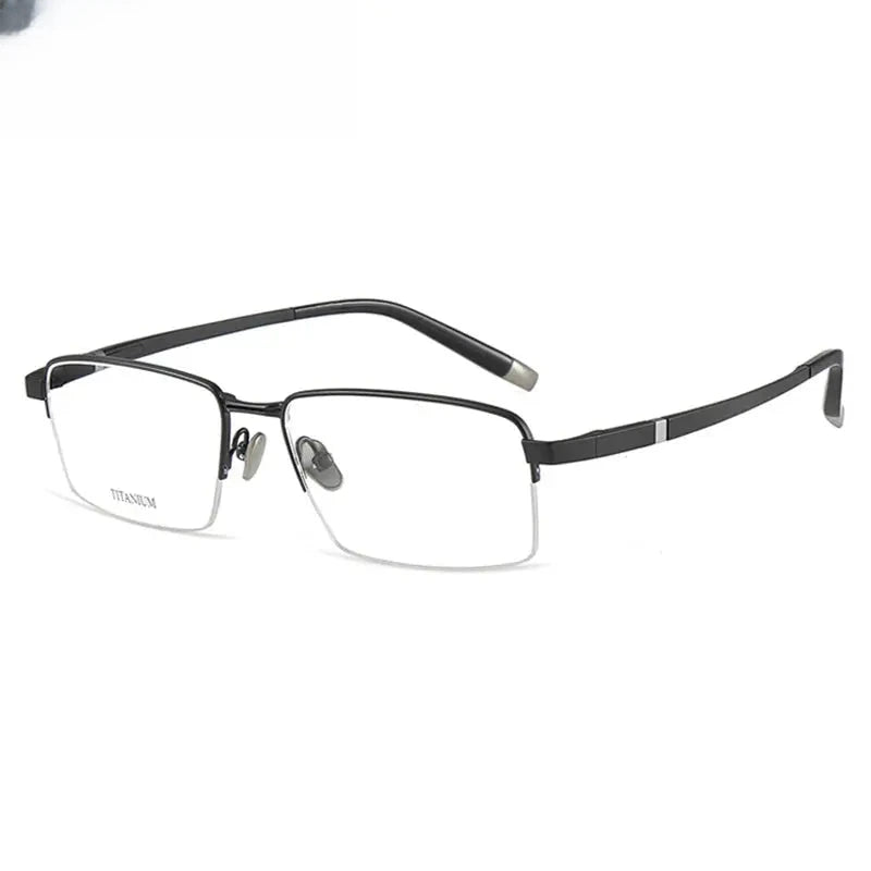 Men's Square Semi-Rimless Titanium Oversized Prescription Glasses 409089 — view 4 | Rx Spectacle