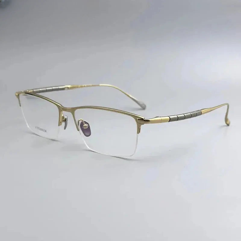 Men's Polygon Semi-Rimless Titanium Prescription Glasses 827061 — view 4 | Rx Spectacle