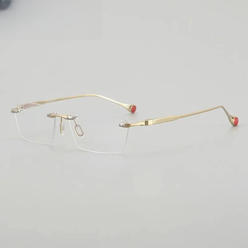 Unisex Square Rimless Titanium Prescription Glasses 401307 — view 1 | Rx Spectacle