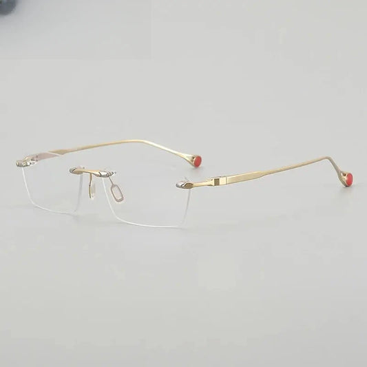 Unisex Square Rimless Titanium Prescription Glasses 401307 — view 1 | Rx Spectacle