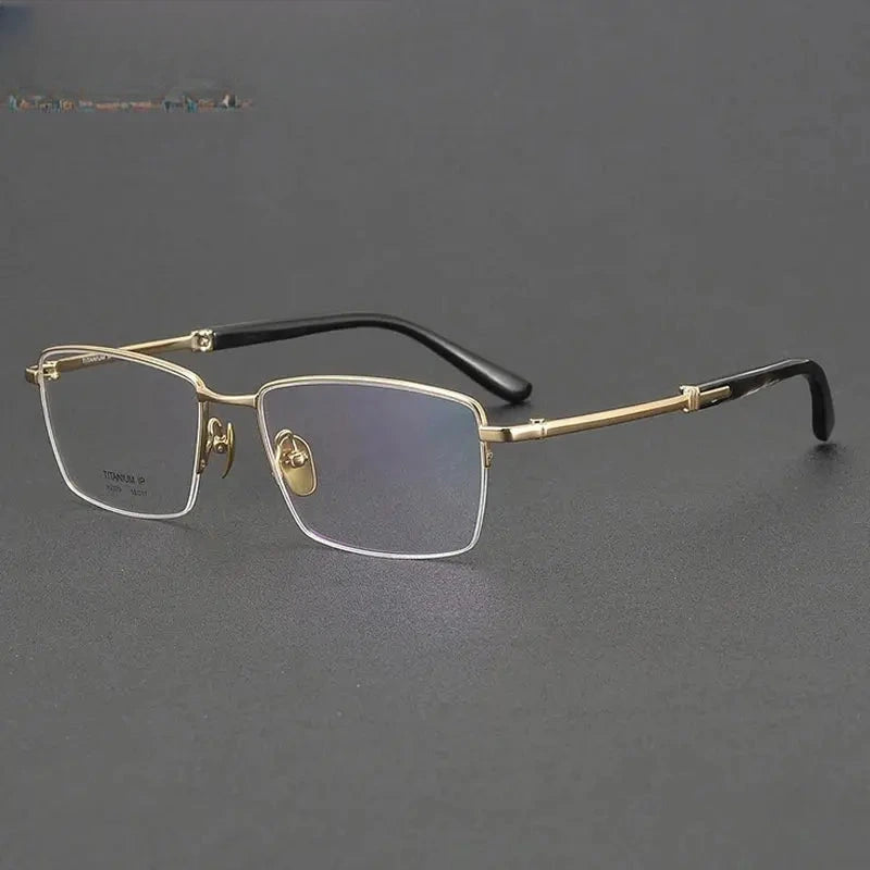 Unisex Square Semi-Rimless Titanium Prescription Glasses 932370 — view 5 | Rx Spectacle