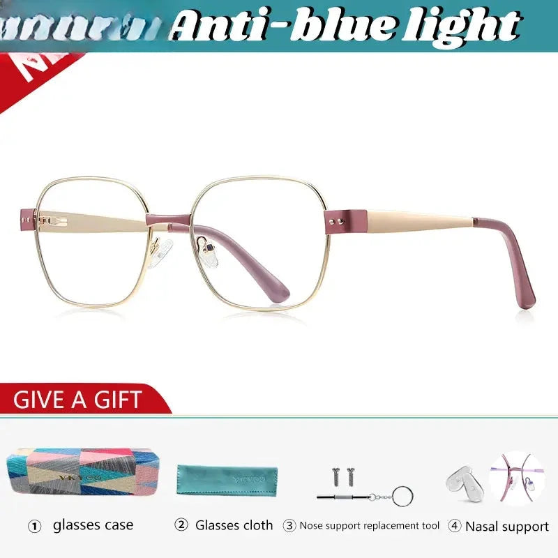 Women's Polygon Full Rim Alloy Flat Top Reading Glasses 513172 — view 3 | Rx Spectacle