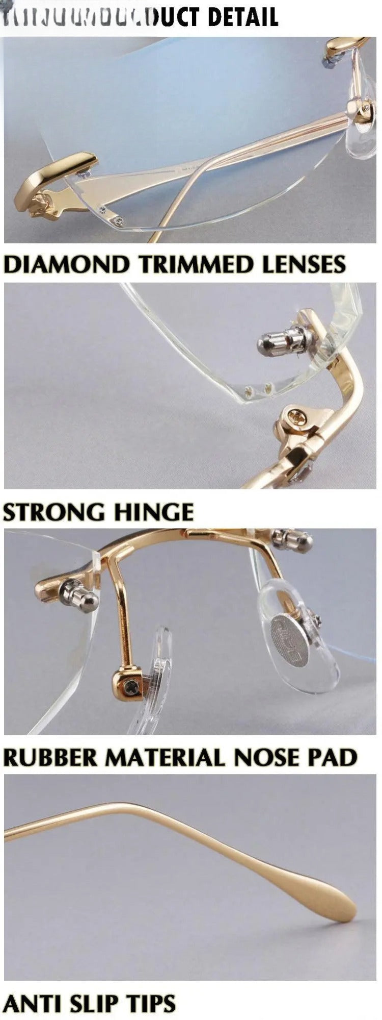 Women's Rimless Titanium Prescription Glasses 8037 — view 5 | Rx Spectacle