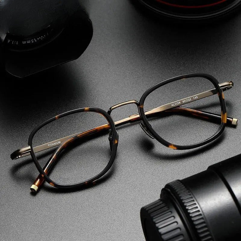 Unisex Square Full Rim Titanium Prescription Glasses — view 1 | Rx Spectacle