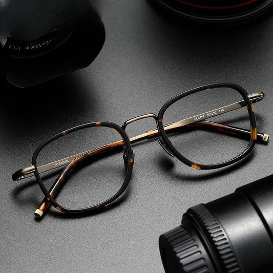 Unisex Square Full Rim Titanium Prescription Glasses — view 1 | Rx Spectacle