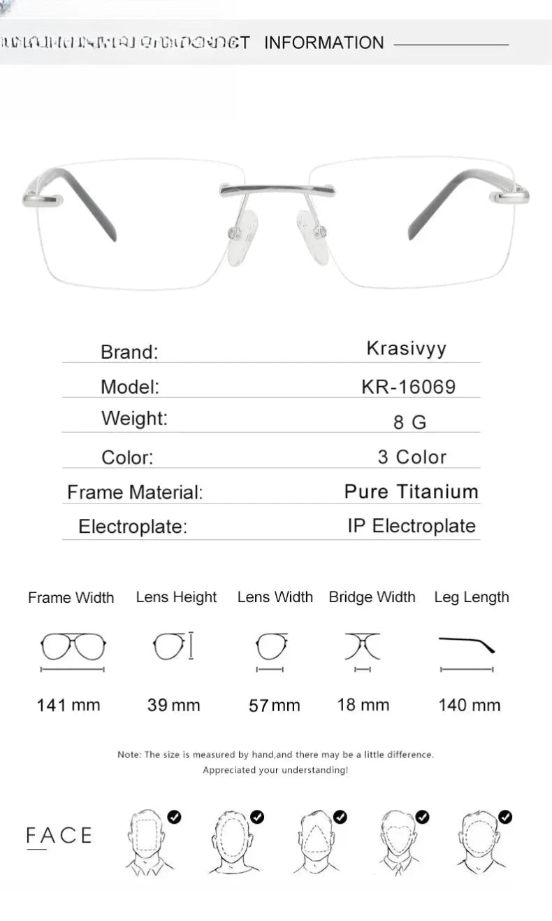 Unisex Polygon Rimless Titanium Prescription Glasses 716059 — view 2 | Rx Spectacle