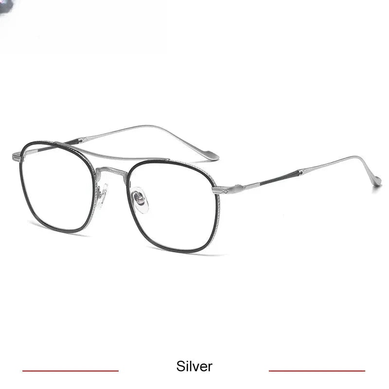 Men's Square Full Rim Titanium Double Bridge Prescription Glasses 75925 — view 4 | Rx Spectacle