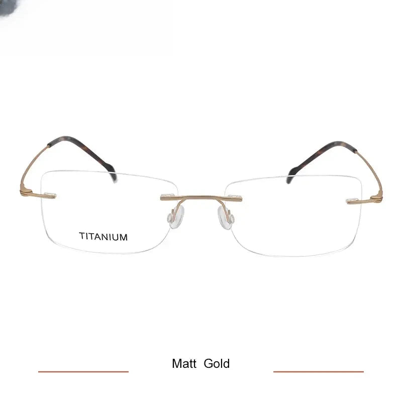 Men's Square Rimless Titanium Screwless Prescription Glasses 421608 — view 3 | Rx Spectacle