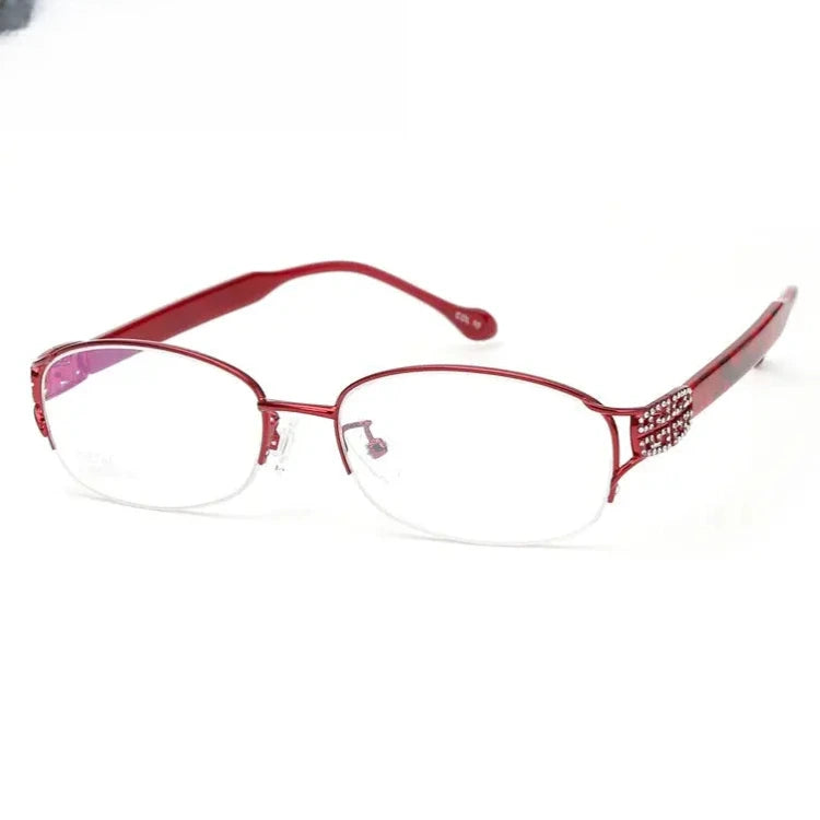Women's Oval Semi-Rimless Titanium Prescription Glasses 882392 — view 6 | Rx Spectacle