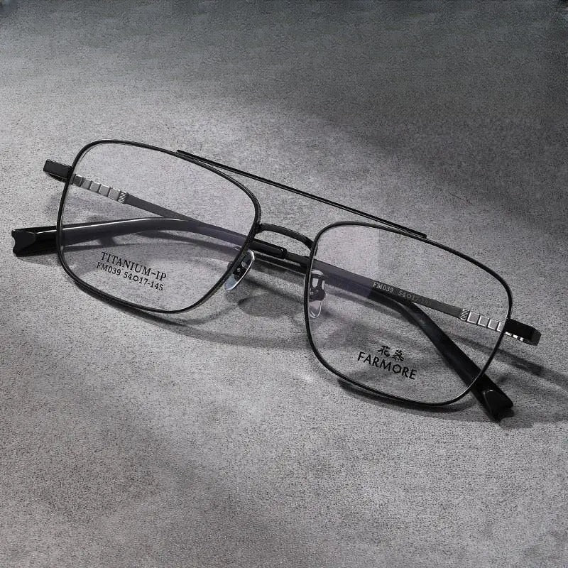 Unisex Square Full Rim Titanium Double Bridge Prescription Glasses Fm039 — view 1 | Rx Spectacle
