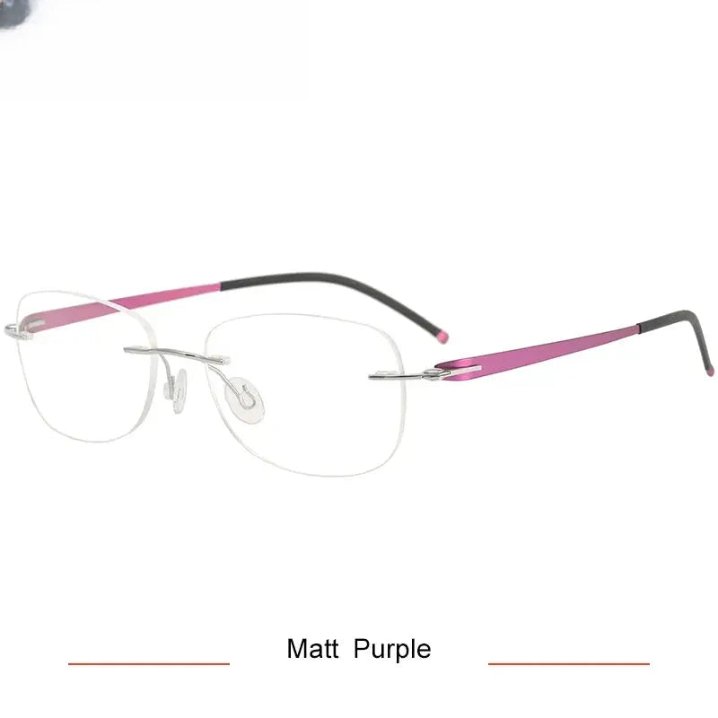 Women's Oval Rimless Titanium Flat Top Prescription Glasses 35004 — view 3 | Rx Spectacle