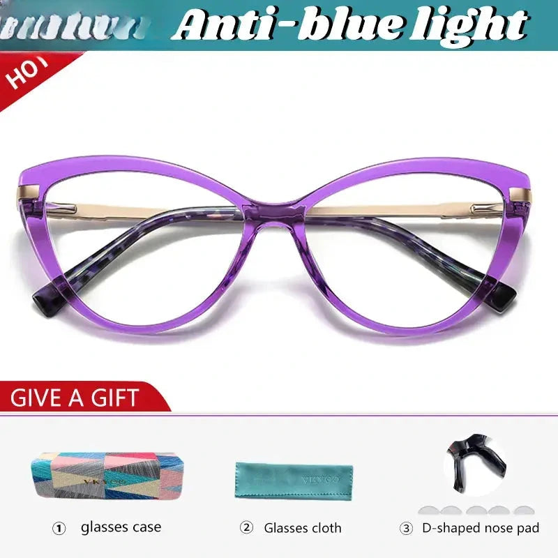 Women's Cat Eye Full Rim Titanium Reading Glasses 2111 — view 10 | Rx Spectacle