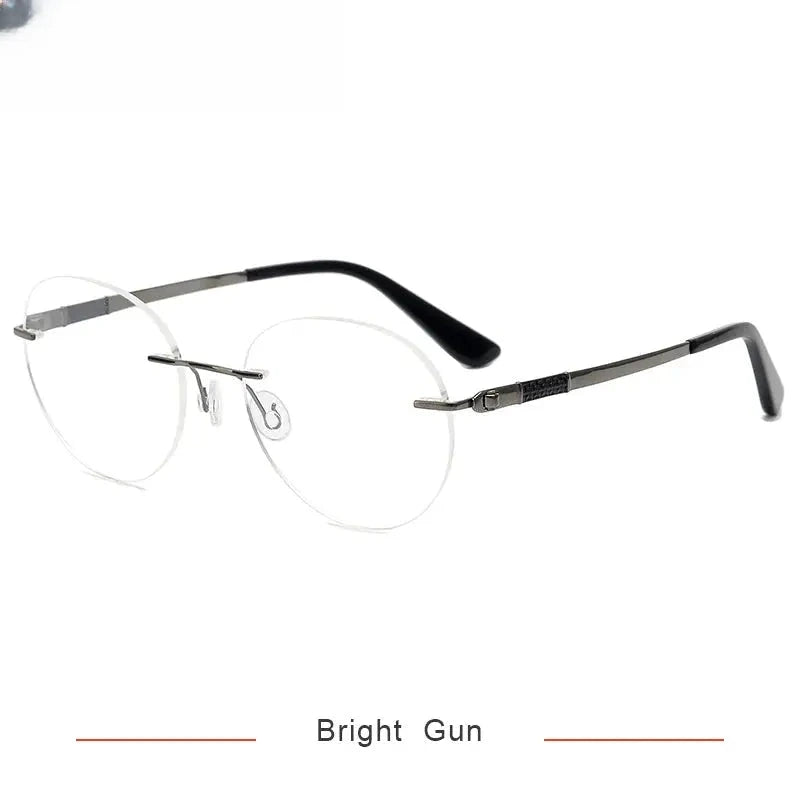 Women's Round Rimless Titanium Flat Top Prescription Glasses 385012 — view 3 | Rx Spectacle