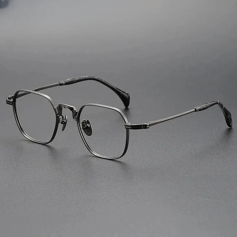 Unisex Polygon Full Rim Titanium Oversized Prescription Glasses 680866 — view 6 | Rx Spectacle