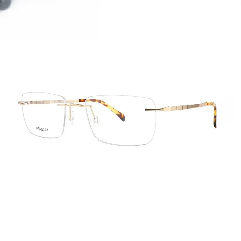Unisex Square Rimless Titanium Prescription Glasses 409014 — view 6 | Rx Spectacle
