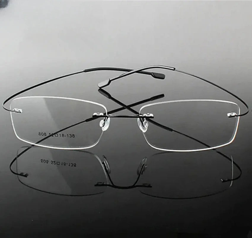 Women's Square Rimless Titanium Prescription Glasses 60749 — view 1 | Rx Spectacle