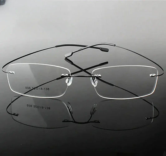 Women's Square Rimless Titanium Prescription Glasses 60749 — view 1 | Rx Spectacle