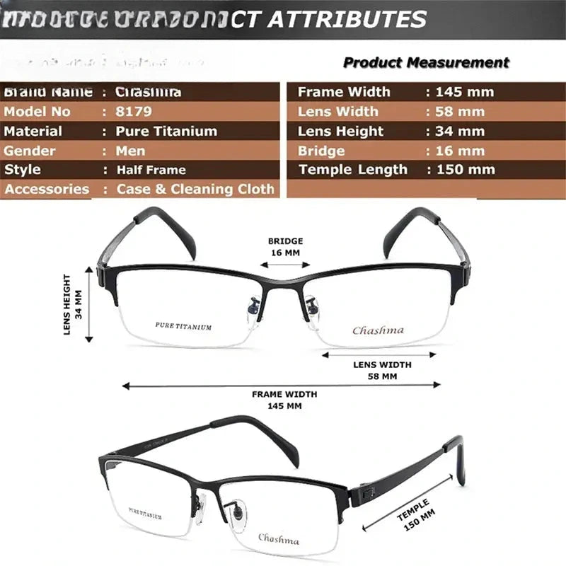 Unisex Polygon Semi-Rimless Titanium Prescription Glasses 778179 — view 2 | Rx Spectacle