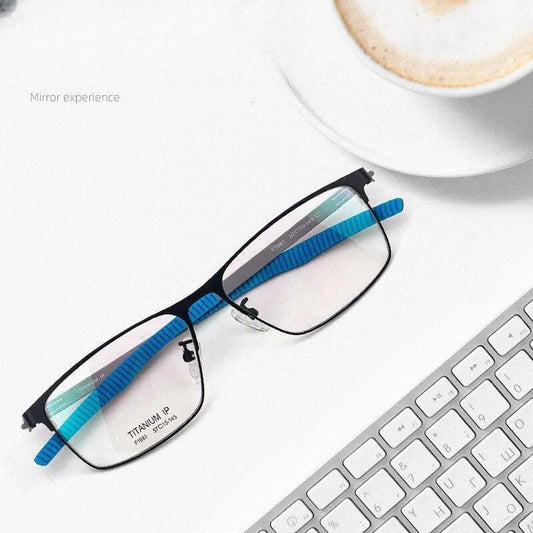 Men's Square Full Rim Titanium Prescription Glasses F1981 — view 1 | Rx Spectacle