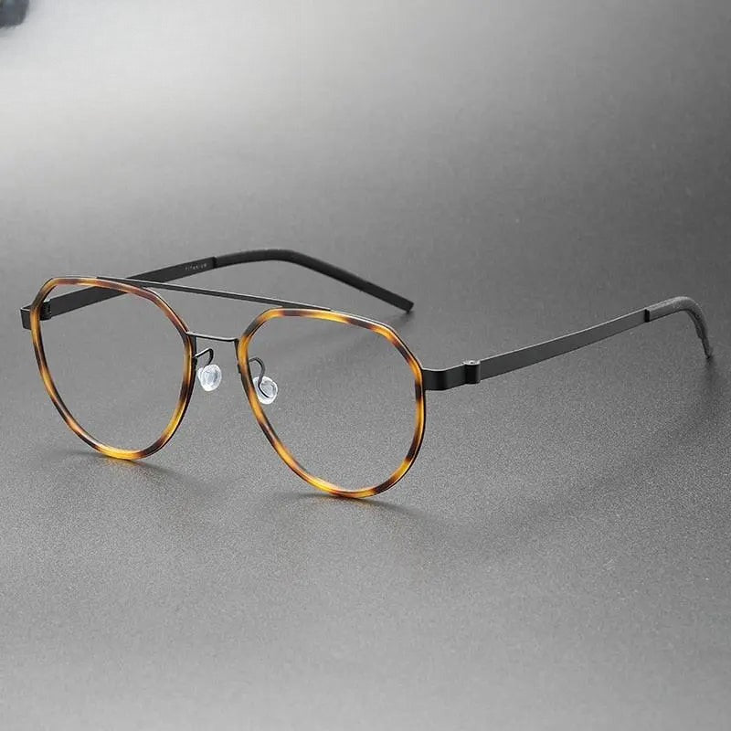 Unisex Round Full Rim Titanium Double Bridge Prescription Glasses 9745 — view 1 | Rx Spectacle