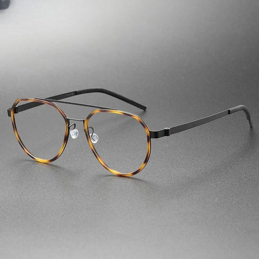 Unisex Round Full Rim Titanium Double Bridge Prescription Glasses 9745 — view 1 | Rx Spectacle
