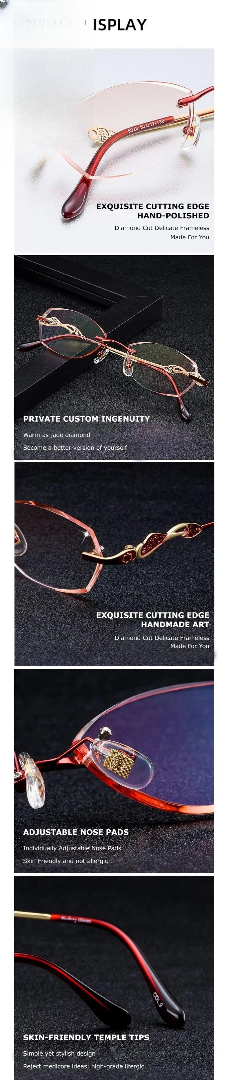 Women's Oval Rimless Titanium Prescription Glasses 5023 — view 14 | Rx Spectacle