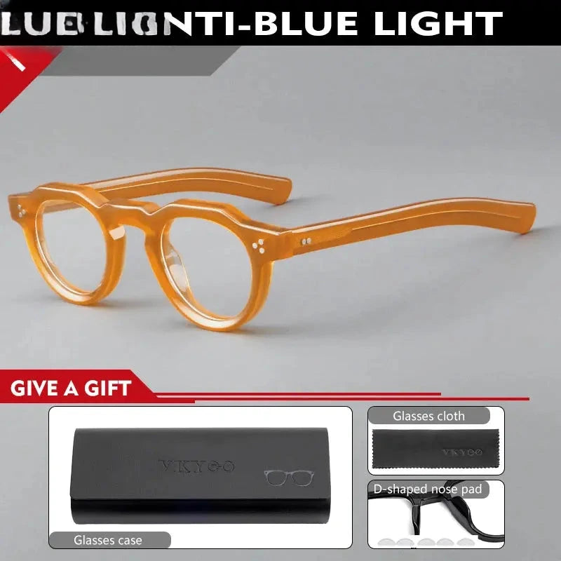 Women's Round Full Rim Acetate Flat Top Reading Glasses 98013 — view 5 | Rx Spectacle