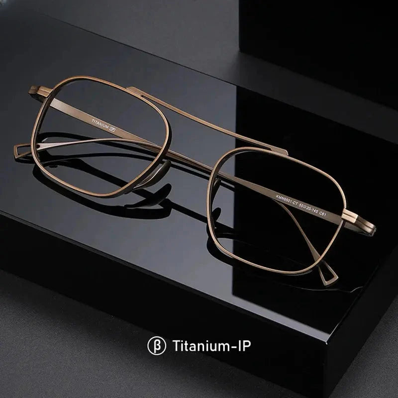 Unisex Square Full Rim Titanium Double Bridge Reading Glasses 49501 — view 1 | Rx Spectacle