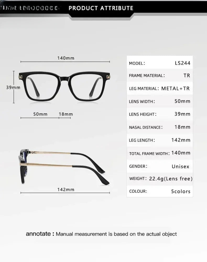 Men's Square Full Rim Titanium Reading Glasses 67244 — view 2 | Rx Spectacle