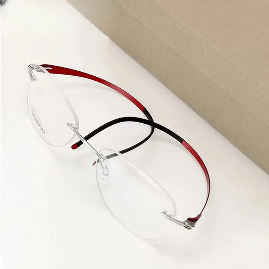 Unisex Oval Rimless Titanium Screwless Prescription Glasses 5003 — view 1 | Rx Spectacle